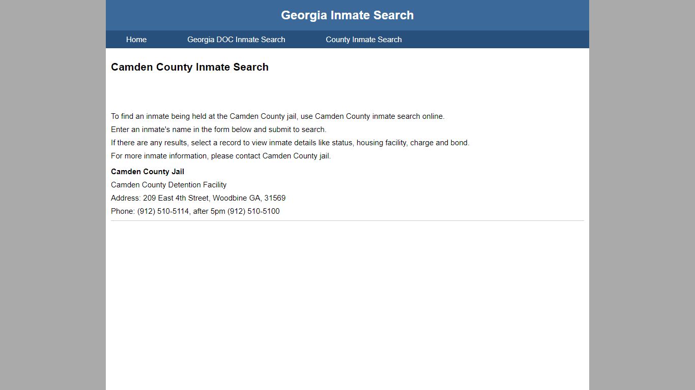 Camden County Jail Inmate Search