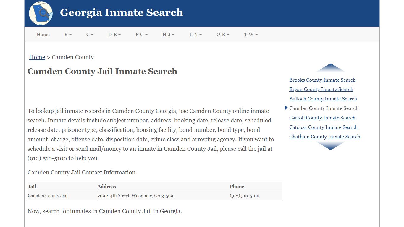 Camden County Jail Inmate Search